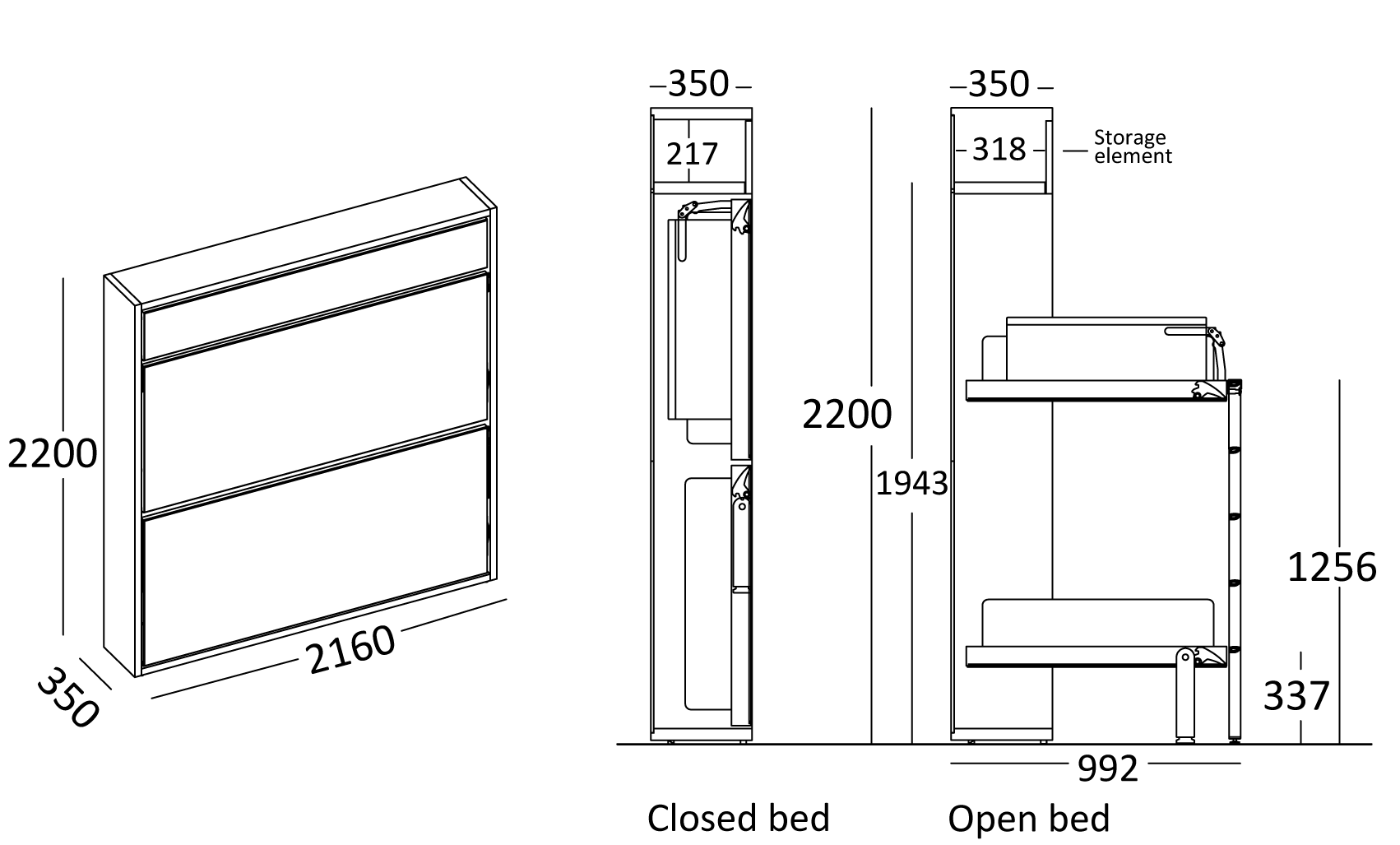 Opklapbaar stapelbed BedHabits 11